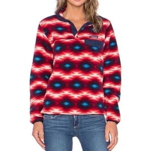 Patagonia Synchilla Red and Blue Aztec Fleece Synchilla Pullover women’s XS